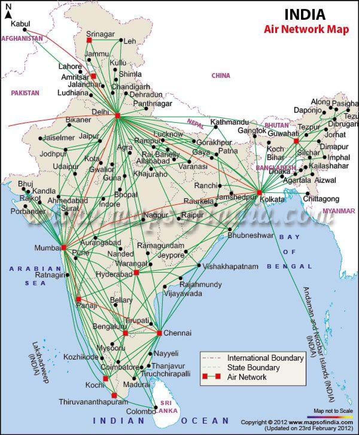 air carte de l'Inde