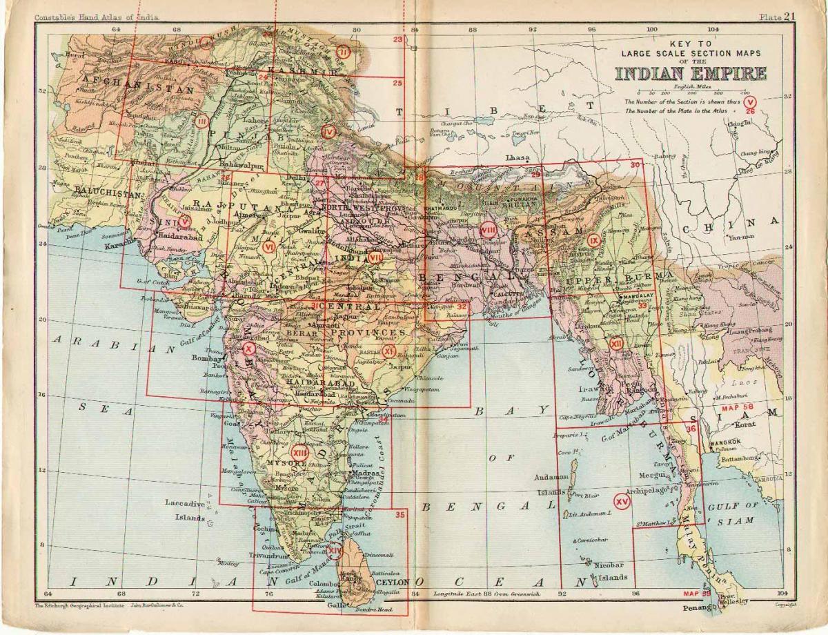 Carte ancienne de l'Inde Ancienne carte de l'Inde (Asie du Sud - Asie)