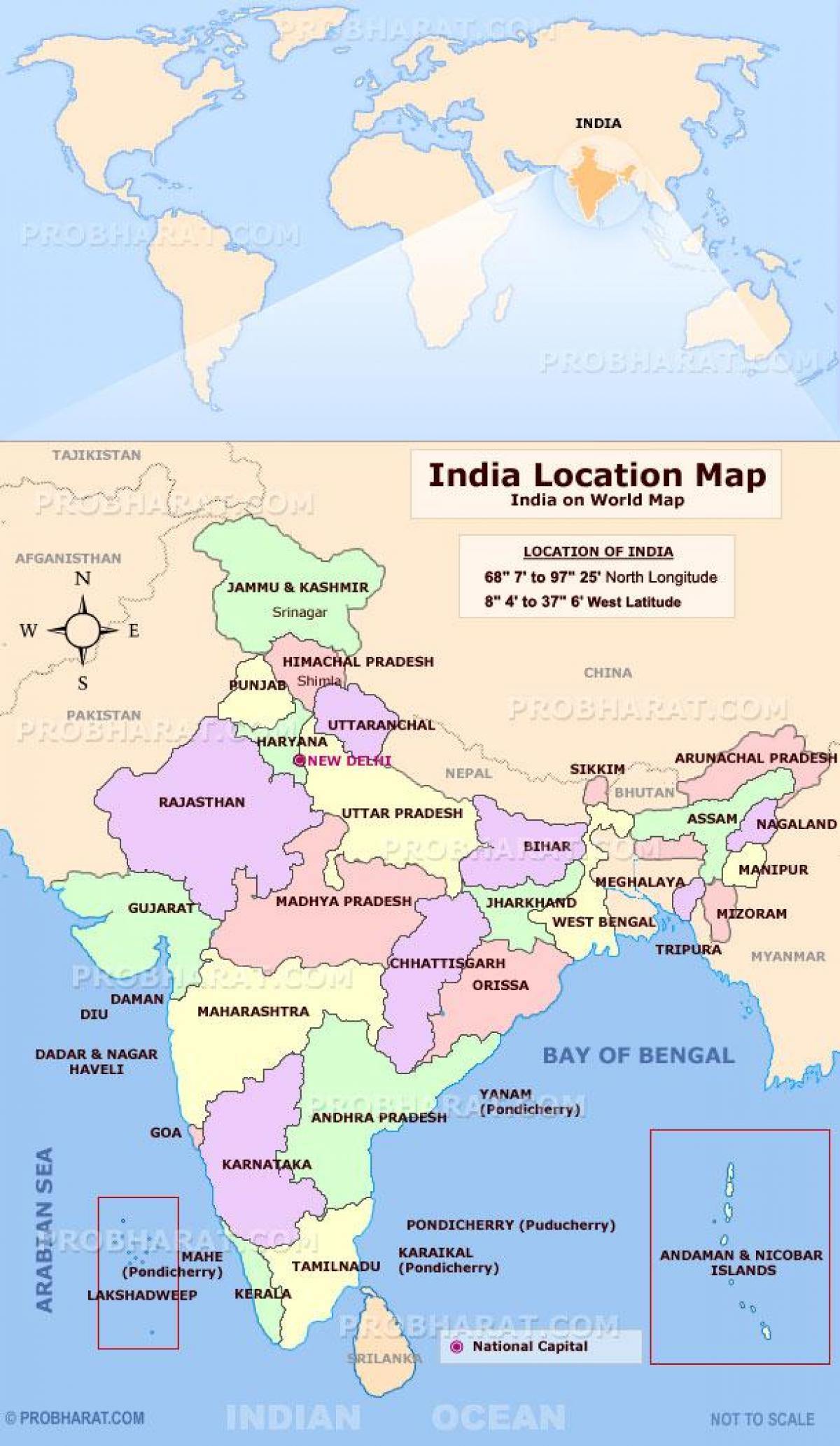 Carte de localisation de l'inde