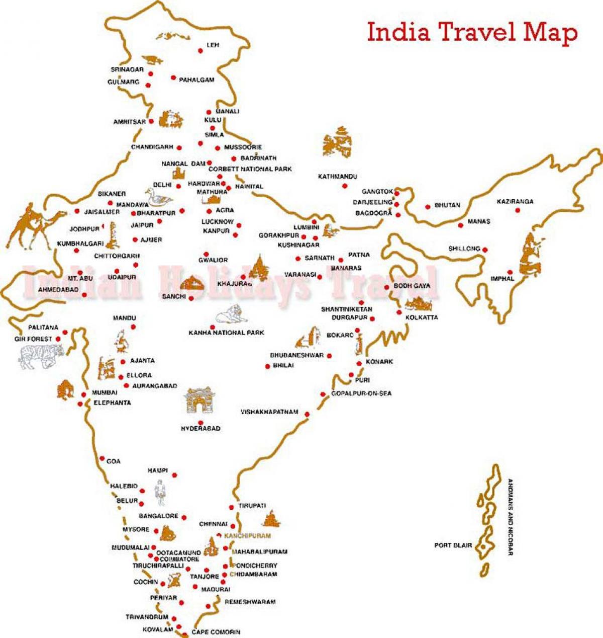 carte de voyage de l'Inde