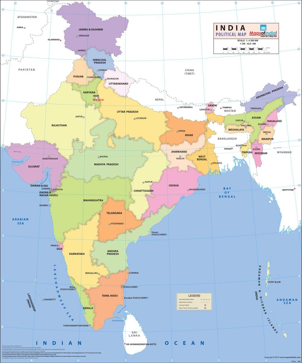 Carte de l'inde politique