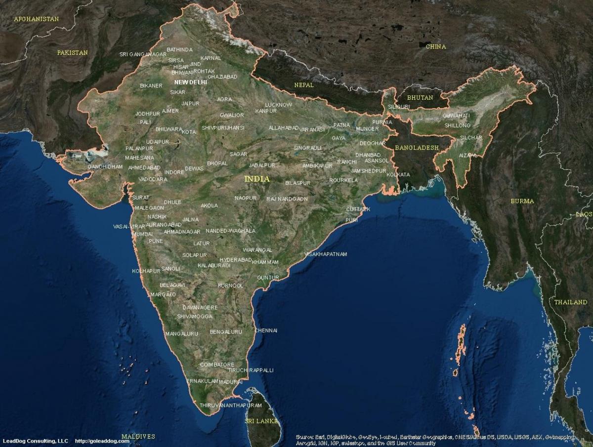 carte de l'Inde par satellite