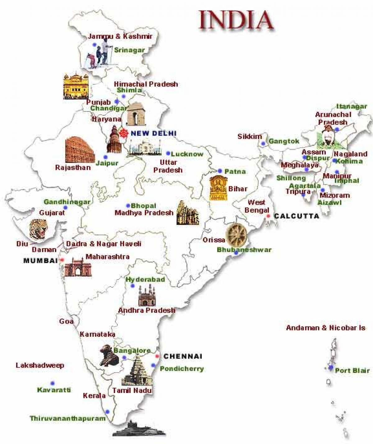 la carte touristique de l'Inde