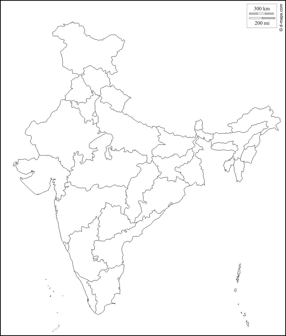 carte de l'Inde vide
