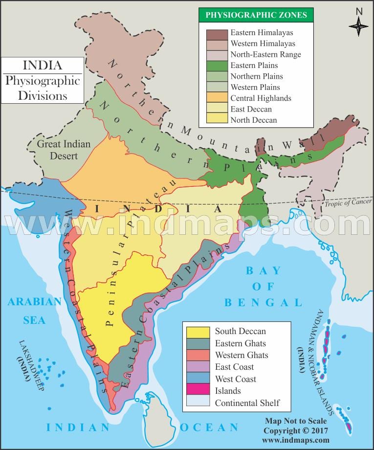 L'inde division physique de la carte