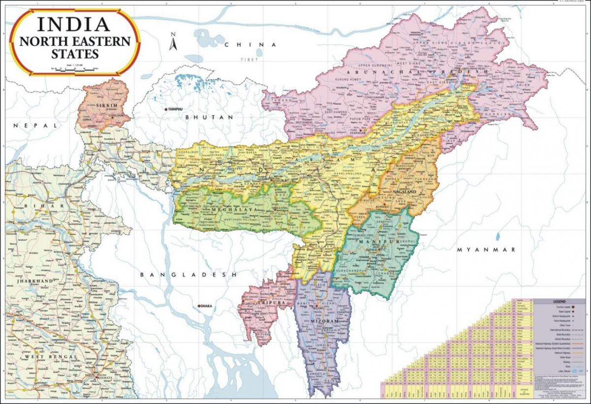 carte de l'Inde du nord-est