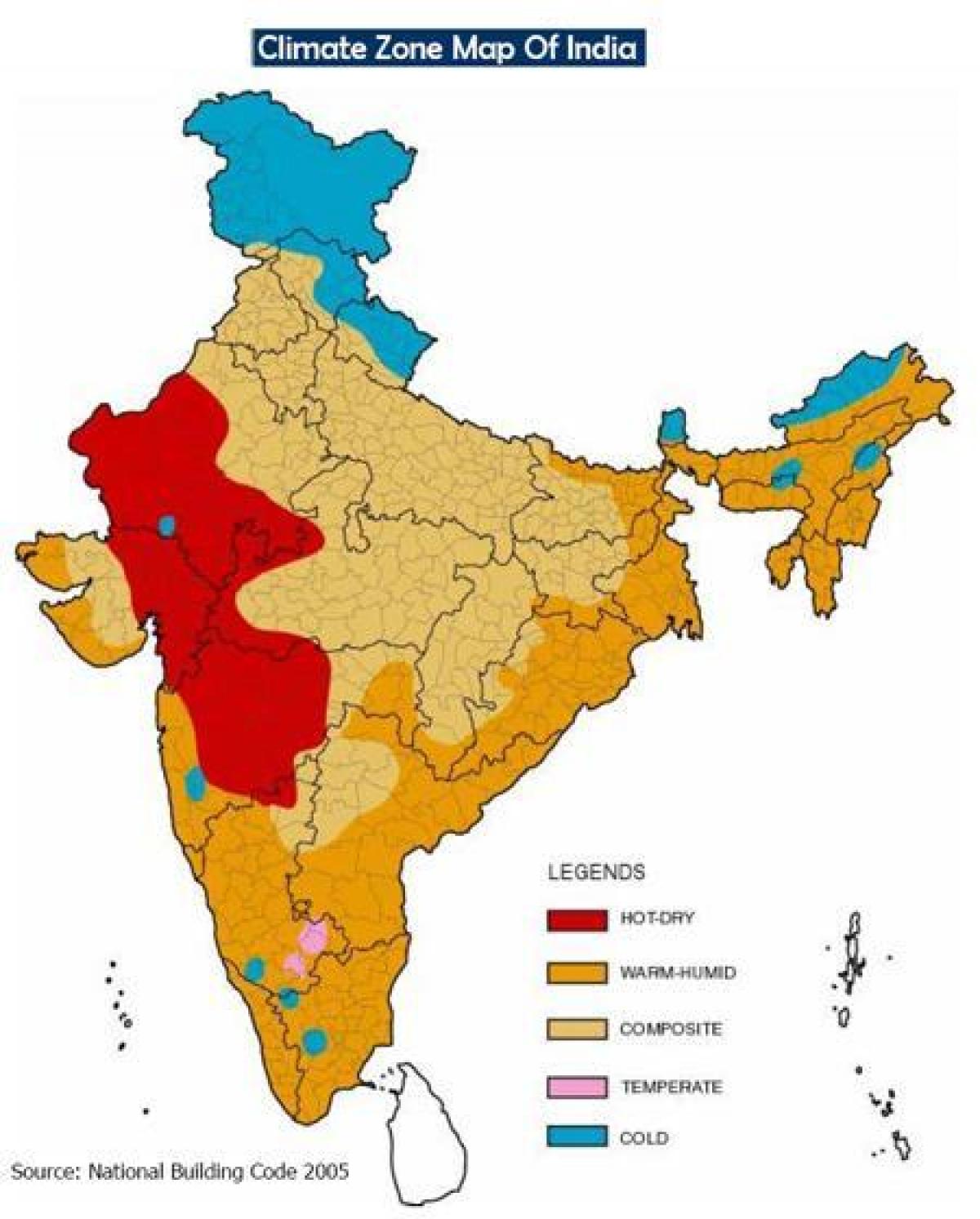 carte climatique de l'Inde