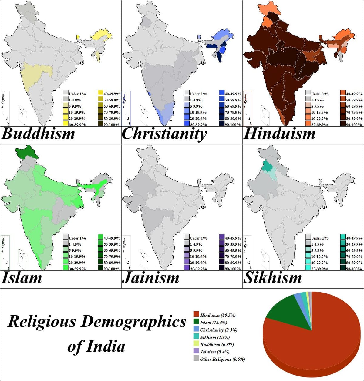 carte de l'Inde la religion