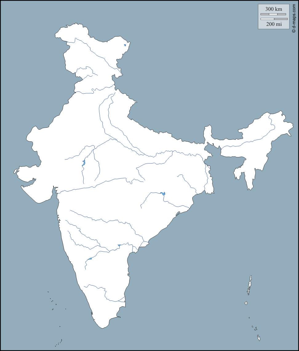 L'inde fleuve carte de contour