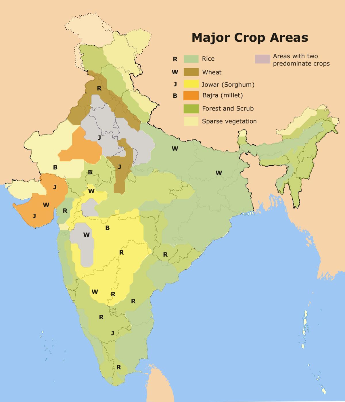 la carte de l'agriculture de l'Inde