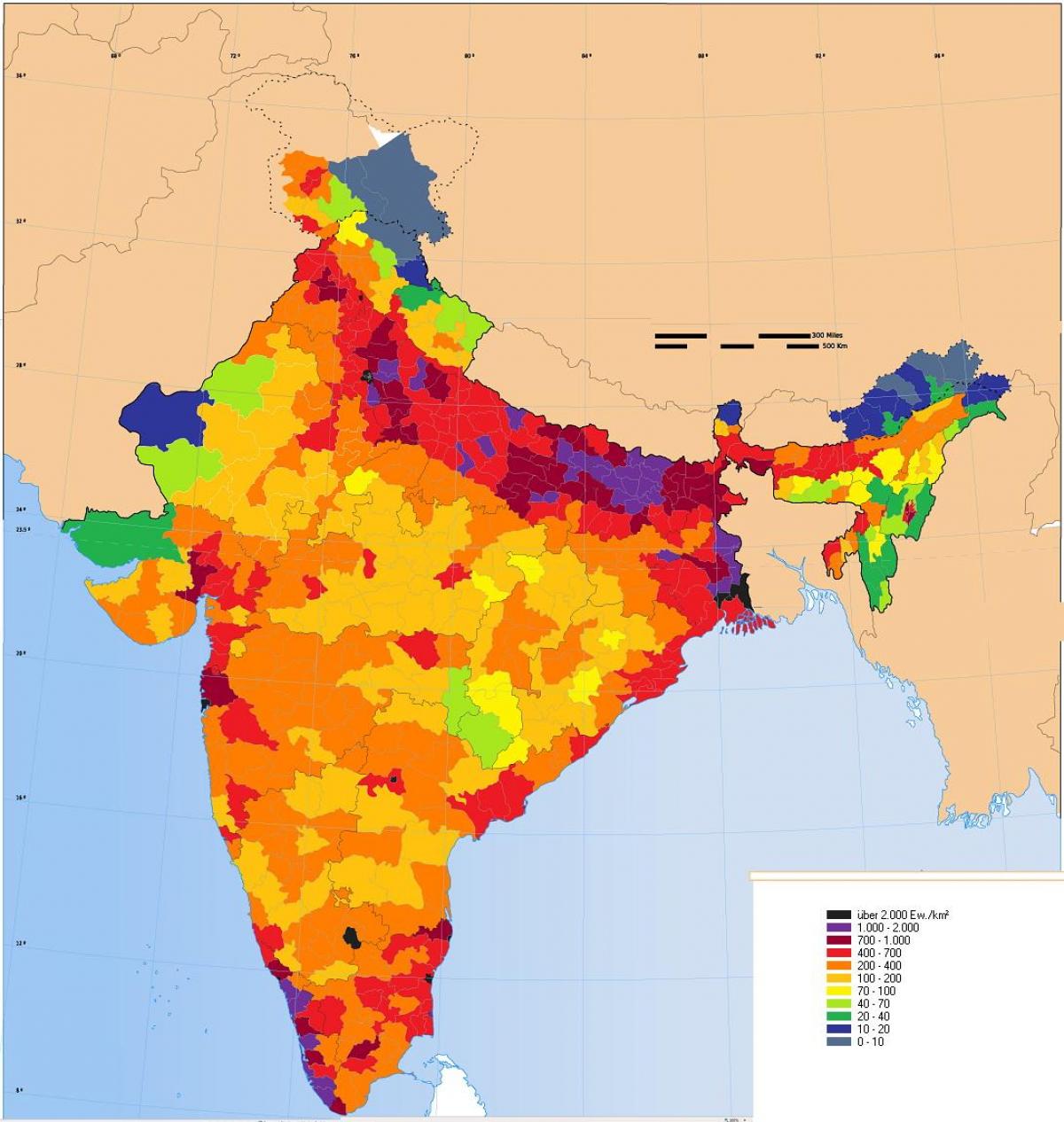 la densité de la population de la carte de l'Inde