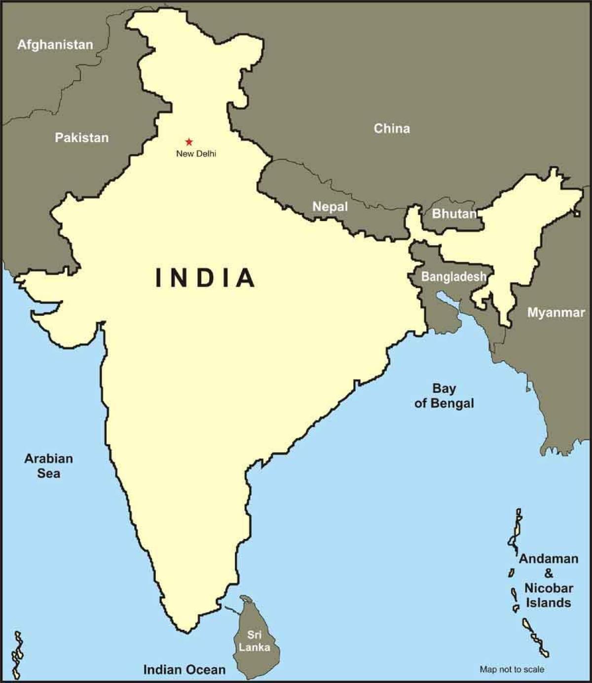 Carte de l'inde avec les frontières