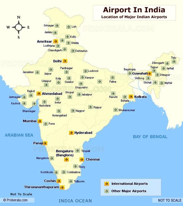la carte des aéroports internationaux en Inde