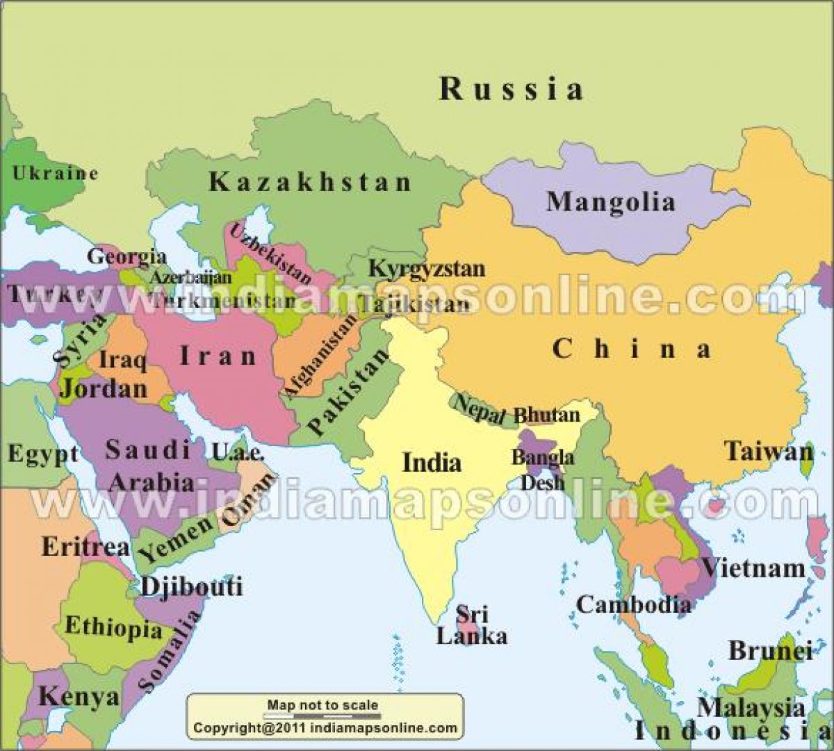 carte de l'Inde avec les pays voisins