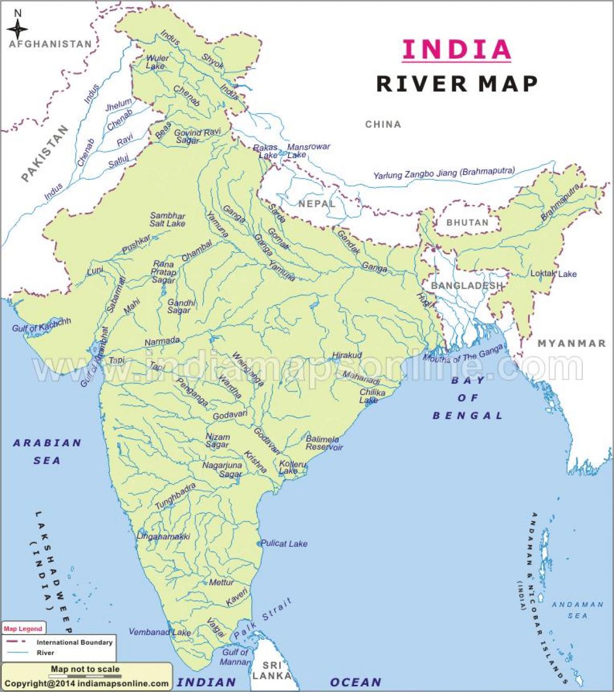 sindhu de la rivière de la carte de l'Inde