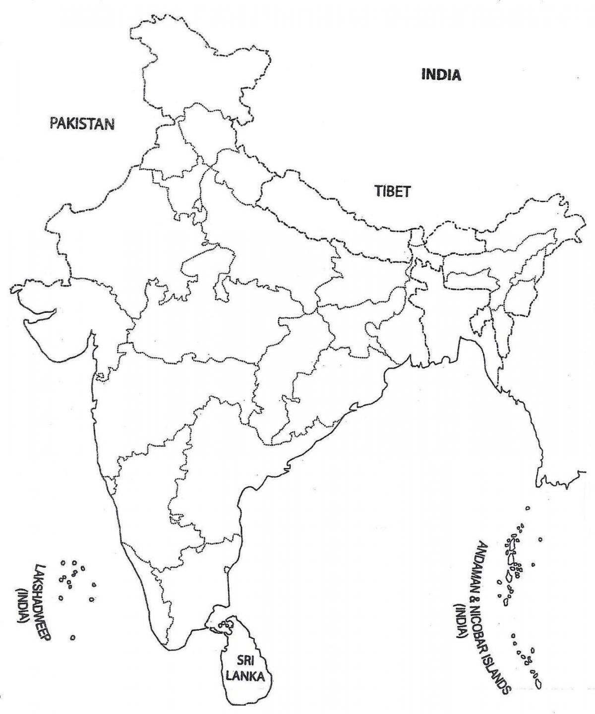 carte politique de l'Inde vide