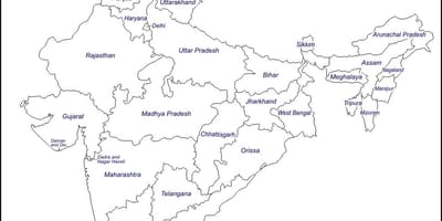 L'inde contour de la carte avec les états