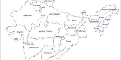 L'inde contour de la carte avec les états
