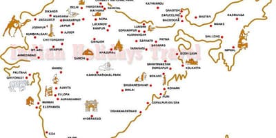 Carte de voyage de l'Inde