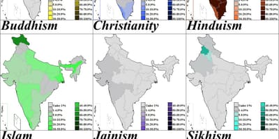 Carte de l'Inde la religion