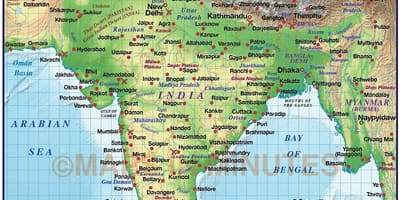 Carte en Relief de l'Inde