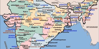 Carte politique de l'Inde avec les etats
