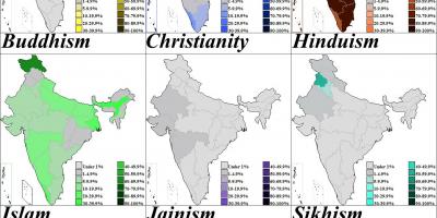 Carte de l'Inde la religion