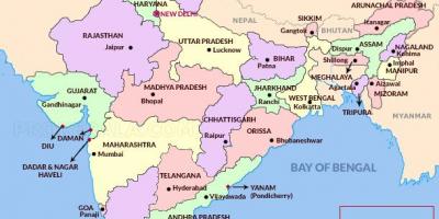 Carte de l'inde états et capitales