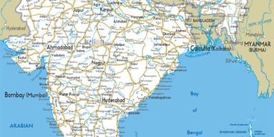 Carte routière du sud de l'Inde