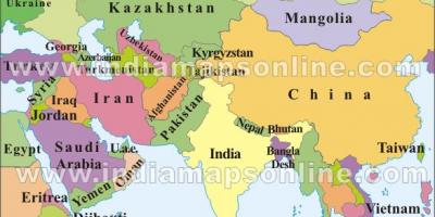 Carte de l'Inde avec les pays voisins
