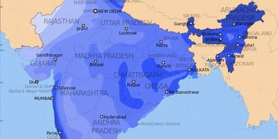 L'inde précipitations carte