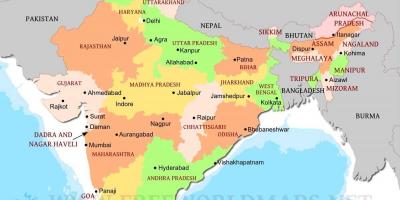 Carte politique de l'Inde du nord
