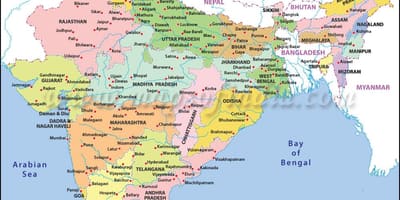 Les principaux ports de la carte de l'Inde
